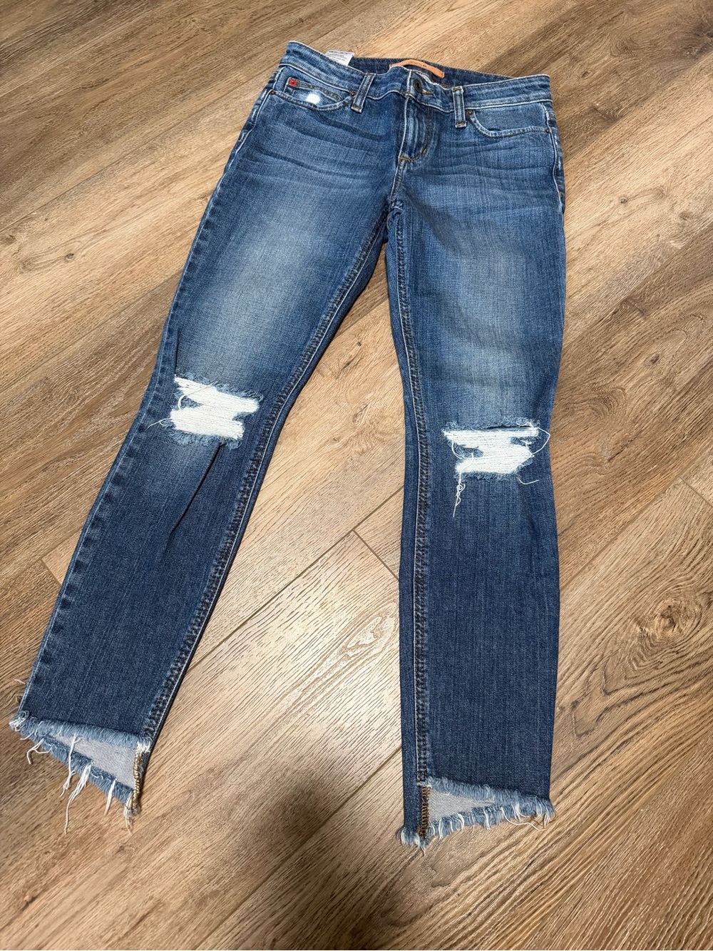 Joe's Jeans Distressed Dark Blue Ankle Crop Jeans